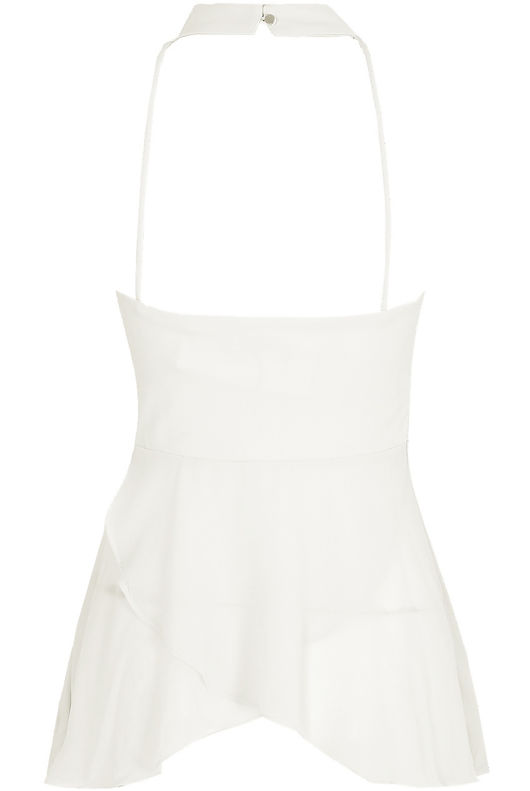 White Cross Over Front Cut Out Tops