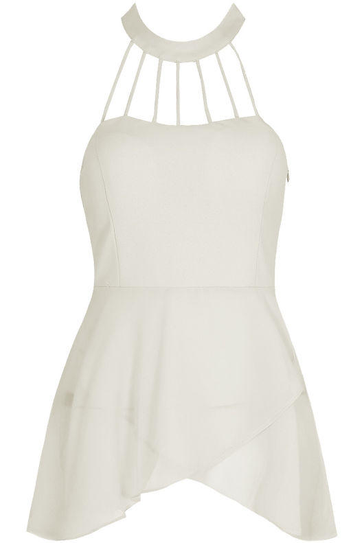 White Cross Over Front Cut Out Tops
