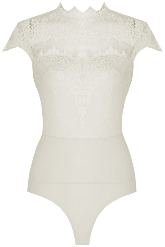 White Lace Crochet Netted Bodysuit