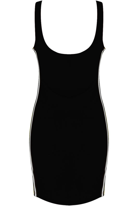 Black Scooped Ribbon Trim Midi