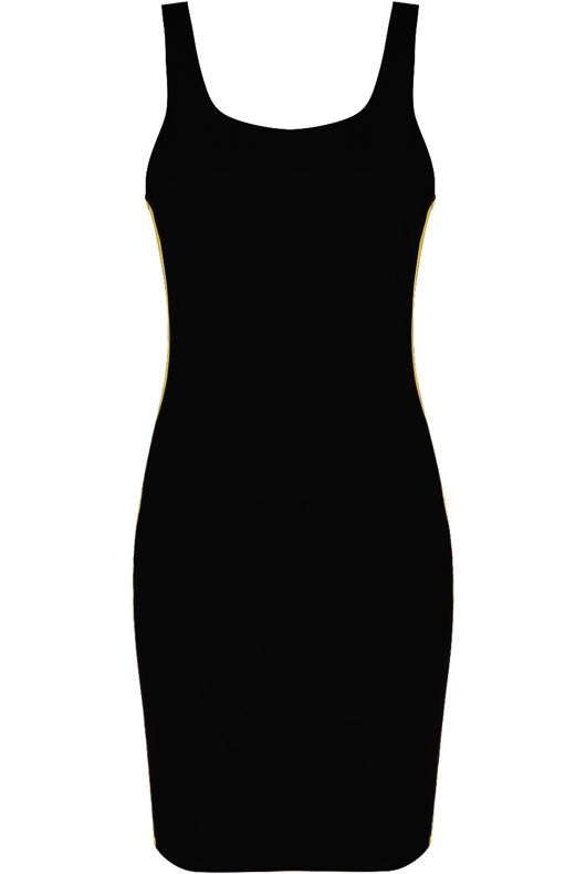 Black Scooped Ribbon Trim Midi