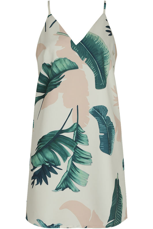 White Tropical Cami Shift Dress