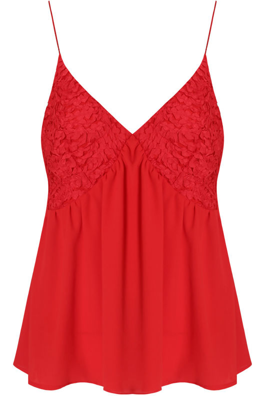 Red Petal Crochet Sleeveless Tops