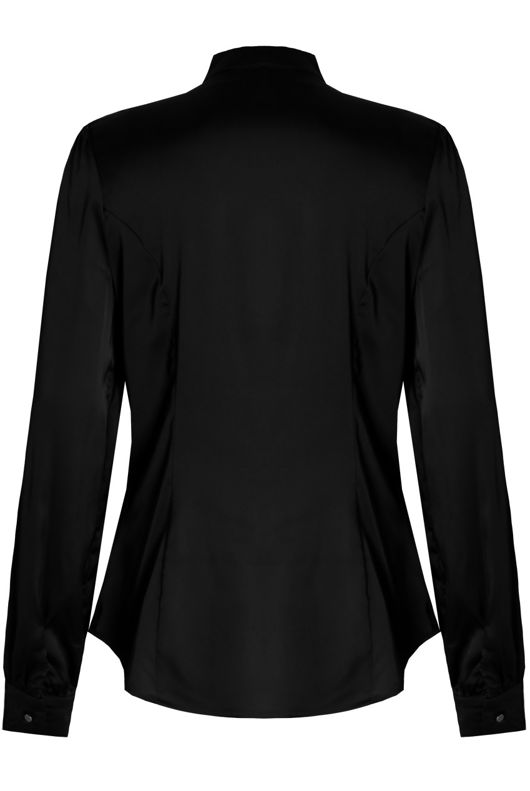 Black Front Ruffle Button Up Blouse