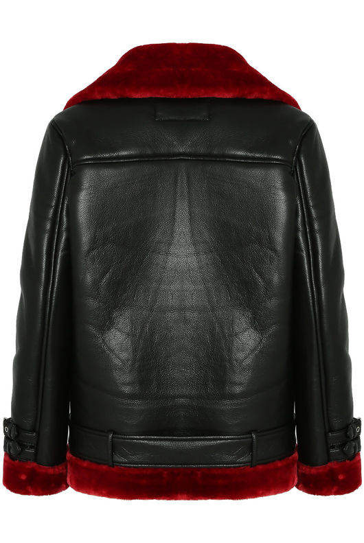 Black Faux Leather Fur Lined Coat