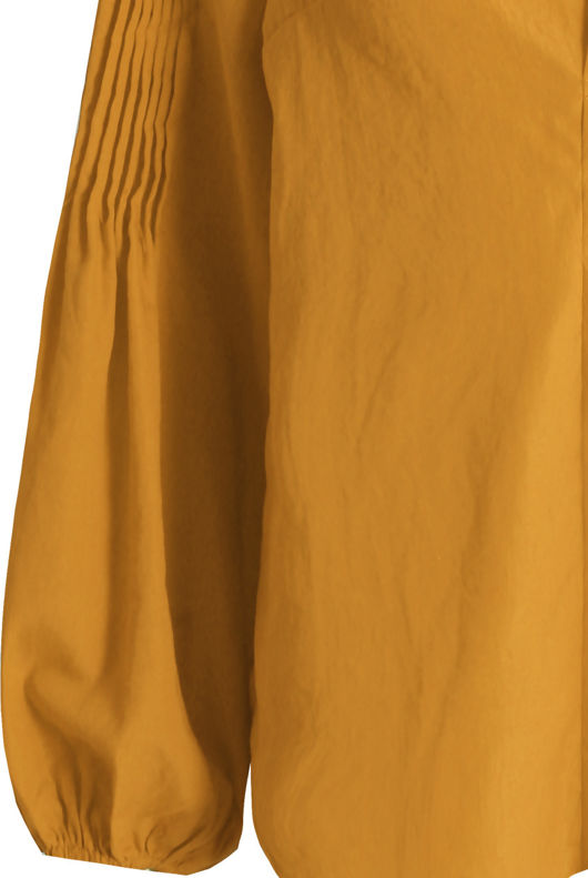 Mustard Front Low Neck Pleated Shirt Top