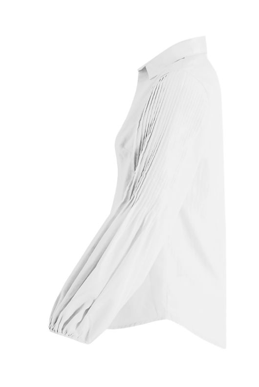 White Front Low Neck Pleated Shirt Tops