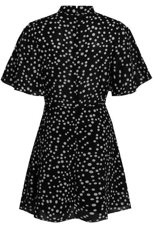 Black Polka Dot Back Zip Up Shift Dress