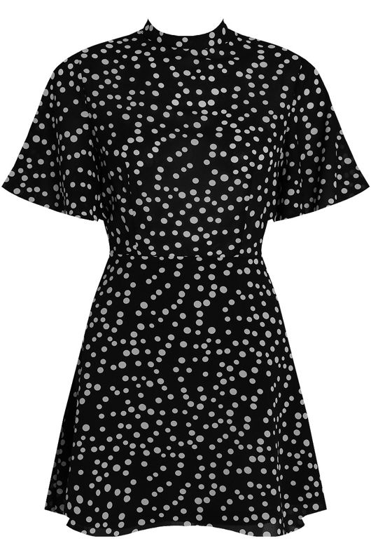 Black Polka Dot Back Zip Up Shift Dress