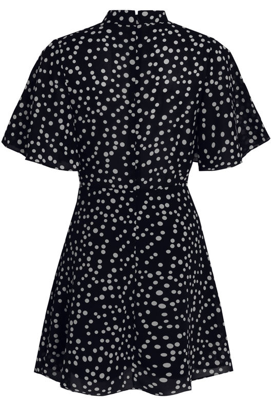 Navy Polka Dot Back Zip Up Shift Dress