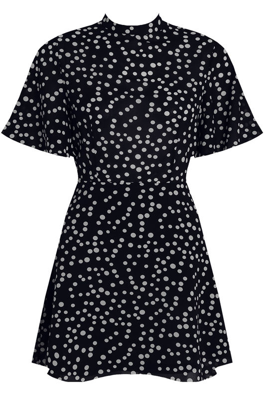 Navy Polka Dot Back Zip Up Shift Dress