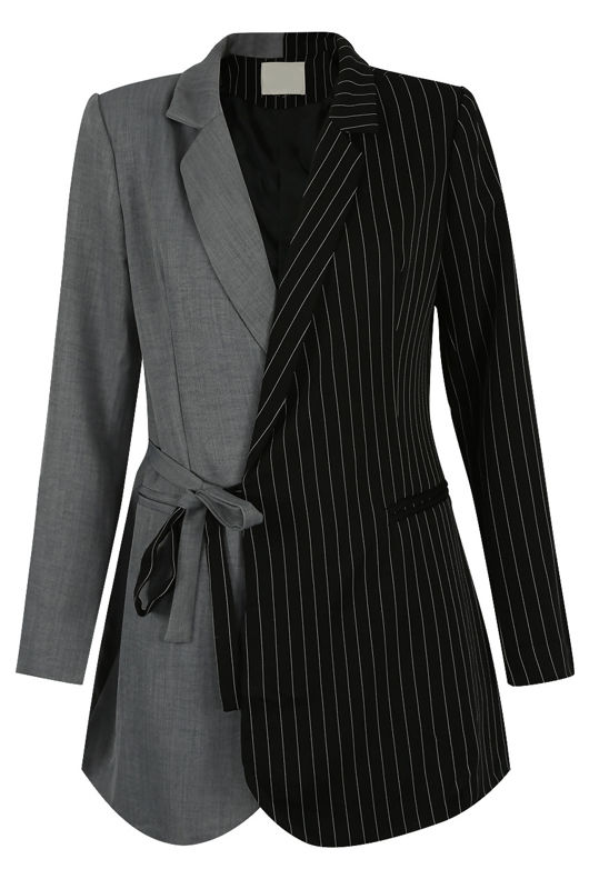 Half & Half Tie Up Coat