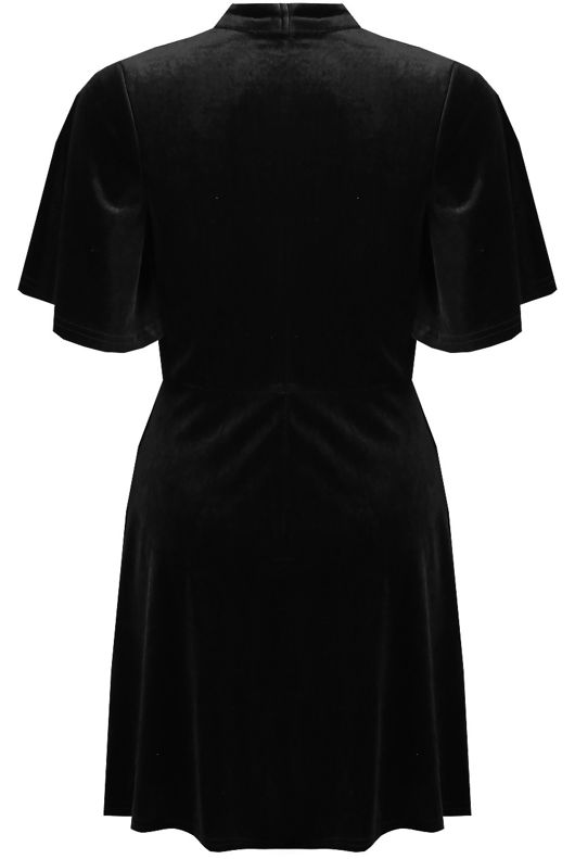 Black Velvet Short Sleeves Shift Dress