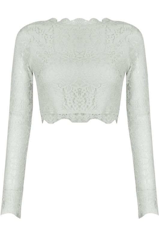 White lace Insert long sleeve top