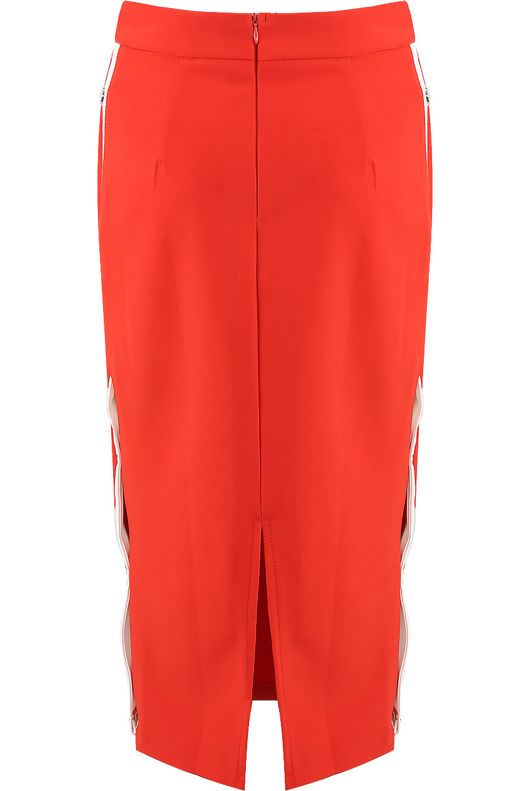 Red Side Snap Button Up Skirt