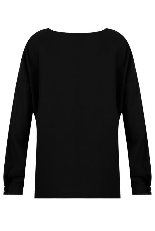 Black Pearls Trim Long Sleeve Tops