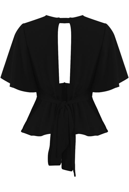 Black Tie Up Peplum Top