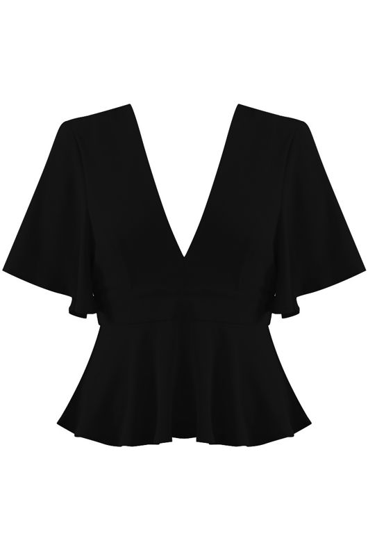 Black Tie Up Peplum Top