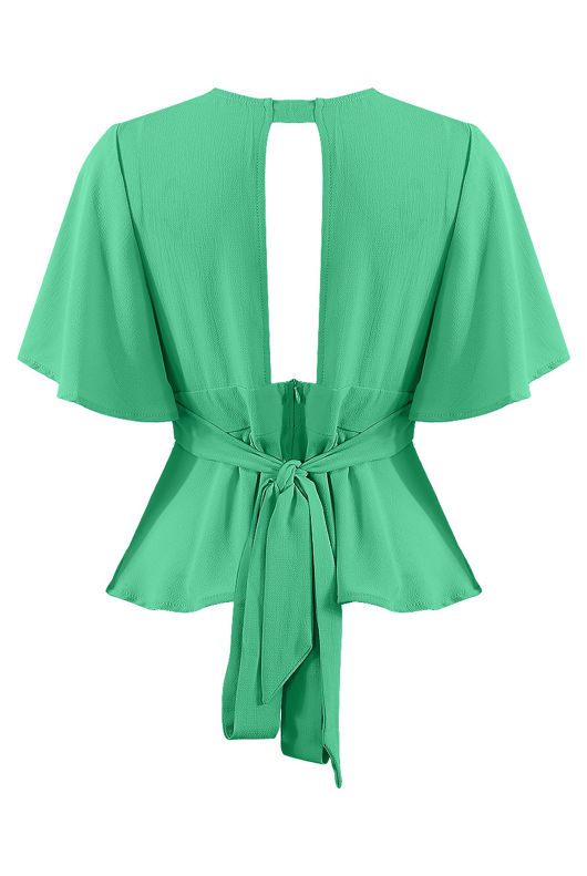 Green Tie Up Peplum Top