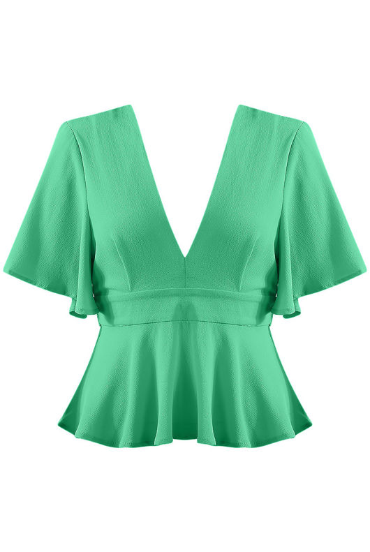 Green Tie Up Peplum Top