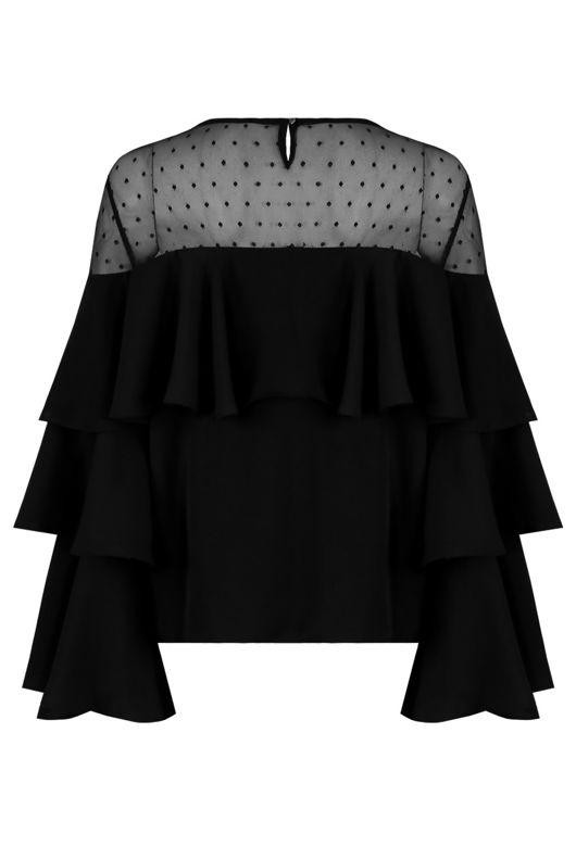 Black Mesh Shoulders Tier Top