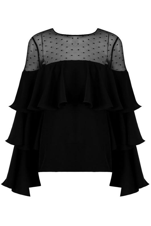 Black Mesh Shoulders Tier Top