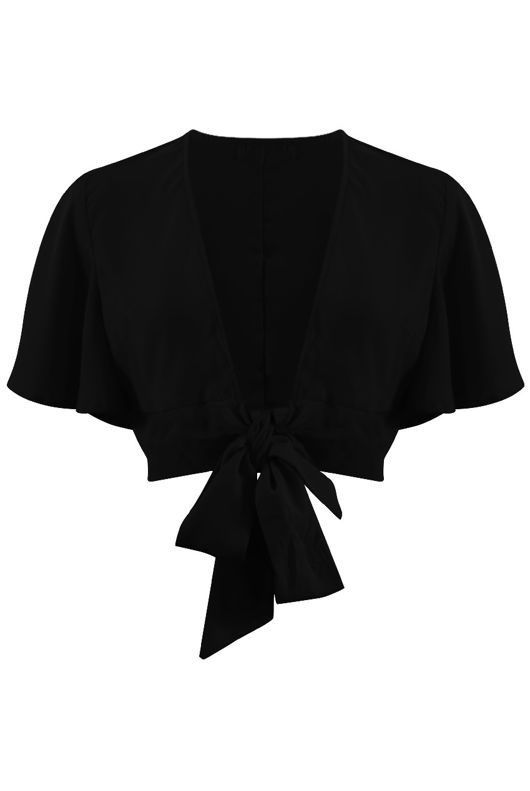 Black Tie Front Crop Top