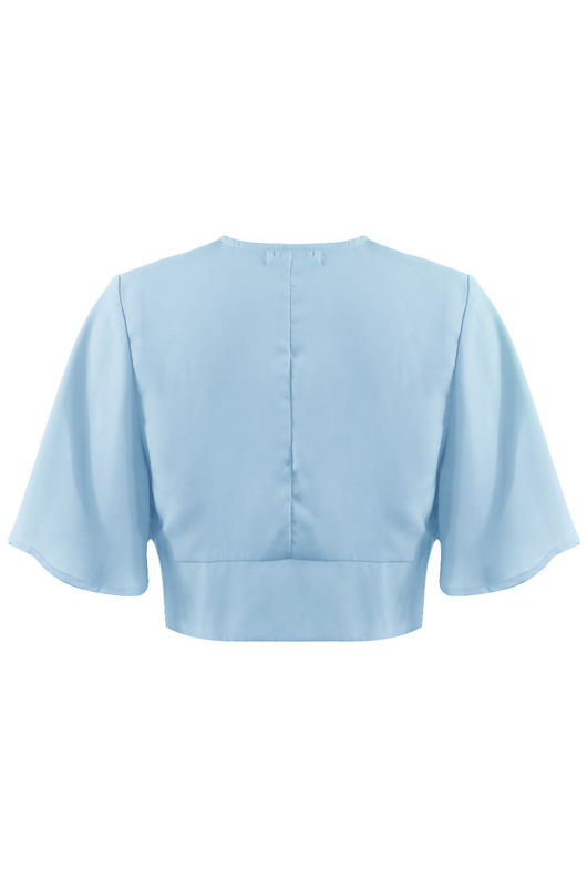 Blue Tie Front Crop Top