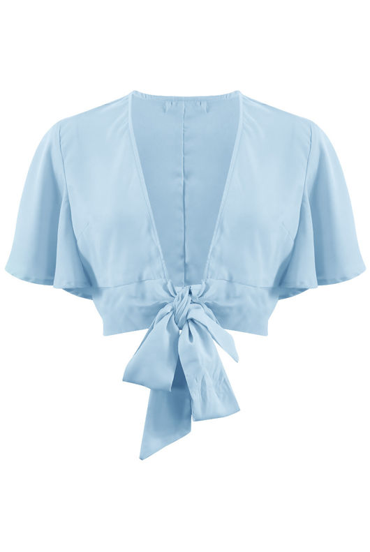 Blue Tie Front Crop Top