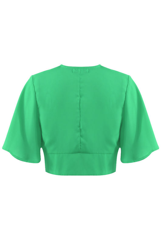 Green Tie Front Crop Top