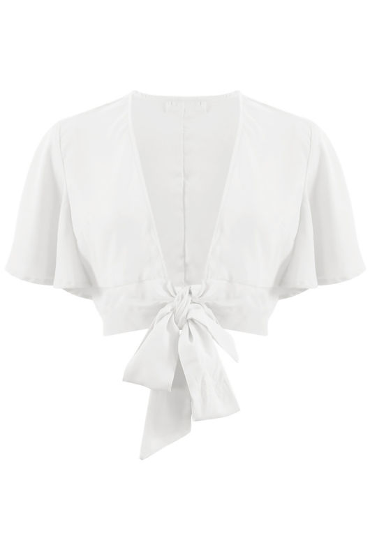 White Tie Front Crop Top