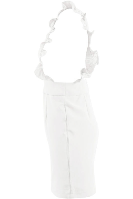 White Ruffle Pinafore Skirt Dress 