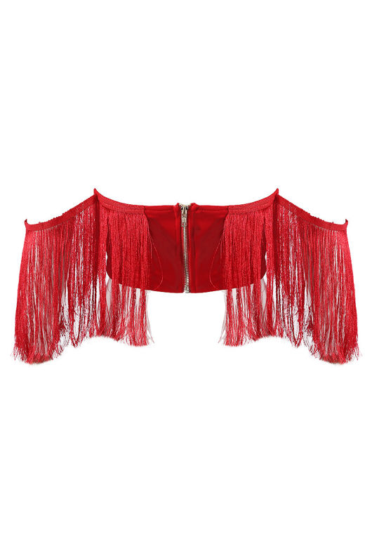 Red Fringe Bandeau Tube Top