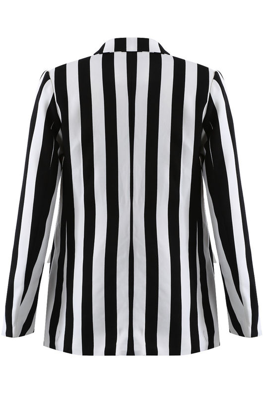 White & Black Stripes Double Breast Coat