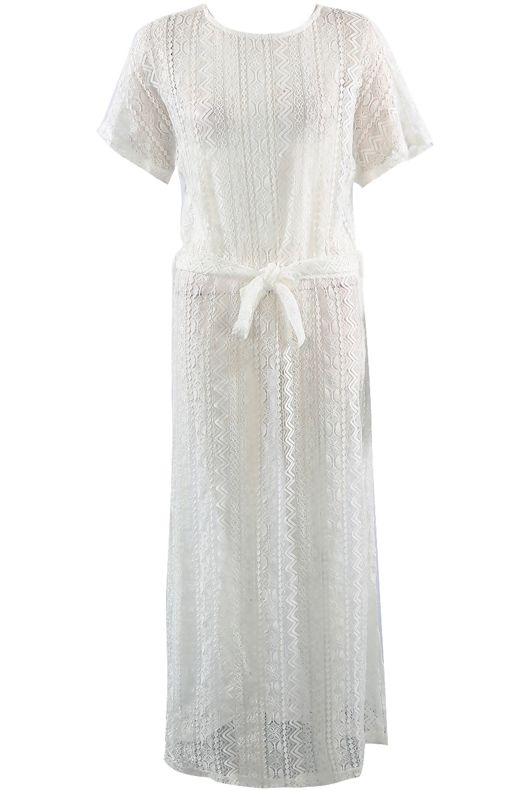 White Lace Mesh Overlay Dress