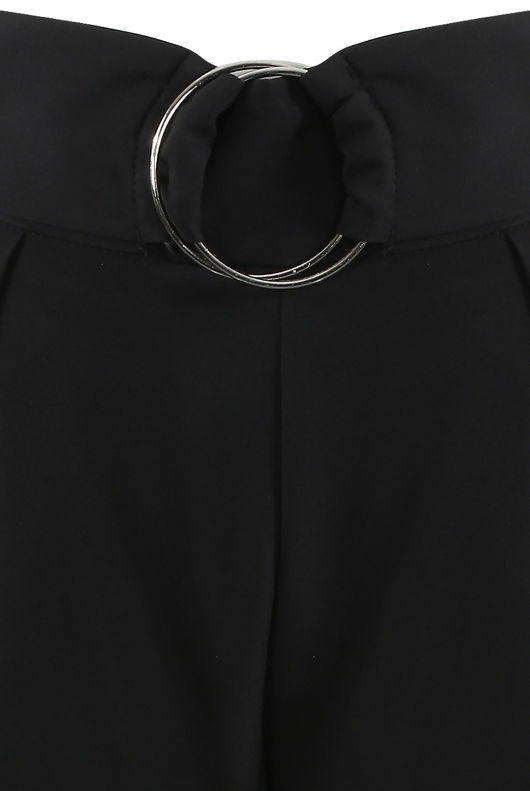 O Ring Belted Tailored Black Trousers 