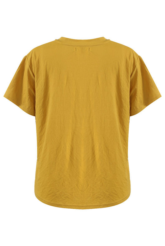 Mustard V Neck Short Sleeves Tee