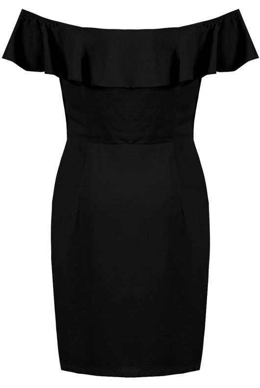 Black Frill Bardot Day Dress