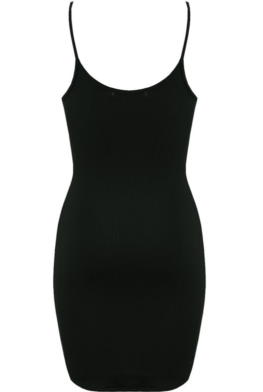 Dark Green Ribbed Jersey Cami Dress