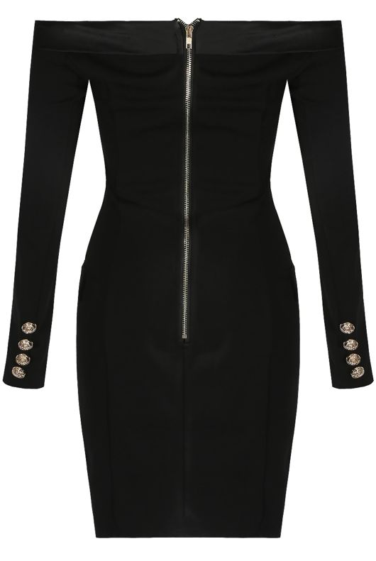 Black Tailored Off Shoulder Blazer Dress