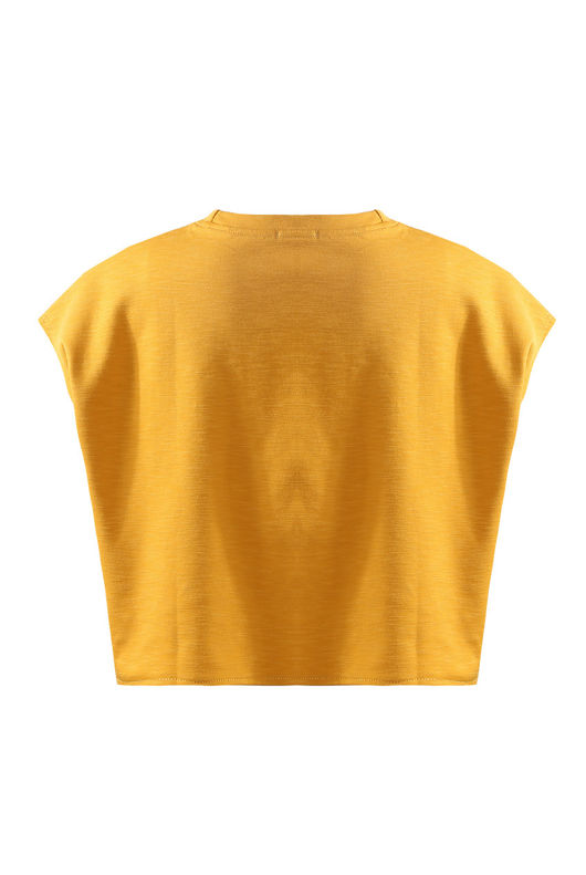 Mustard Cropped Cap Sleeves Blouse