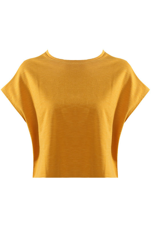 Mustard Cropped Cap Sleeves Blouse