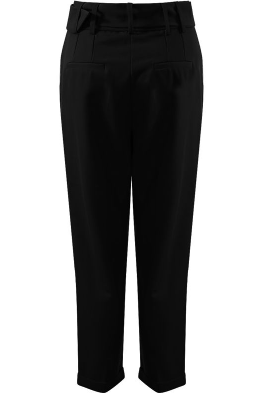 Belted Tailored Cropped Trouser In Black