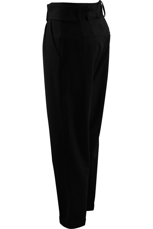 Belted Tailored Cropped Trouser In Black
