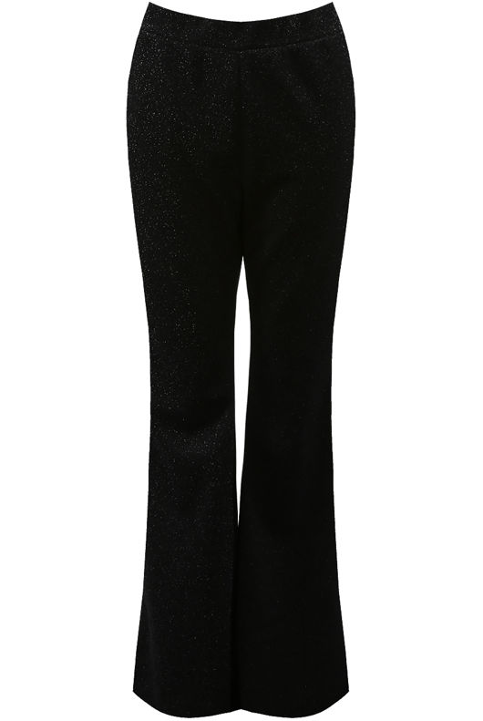 Black Lurex Glitter Flare Trousers