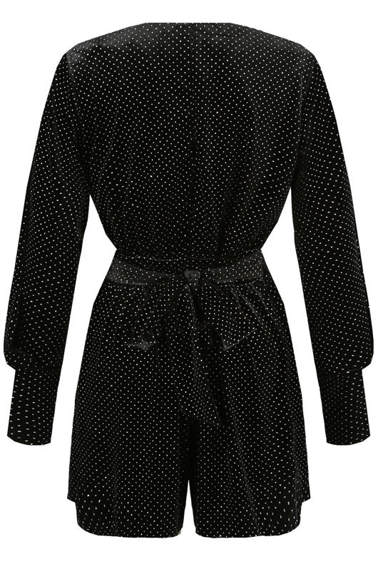 Black Crystals Velvet Tie Up Playsuit