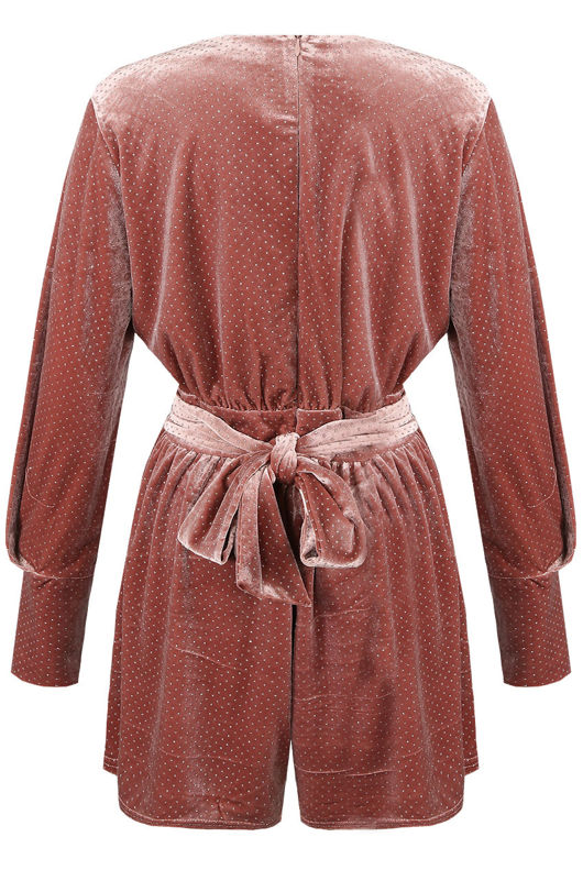 Rose Crystals Velvet Tie Up Playsuit