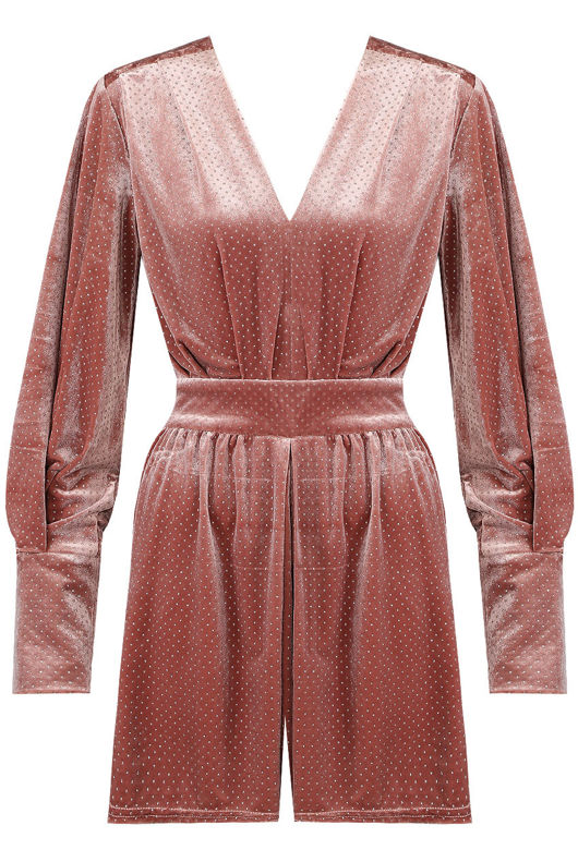 Rose Crystals Velvet Tie Up Playsuit