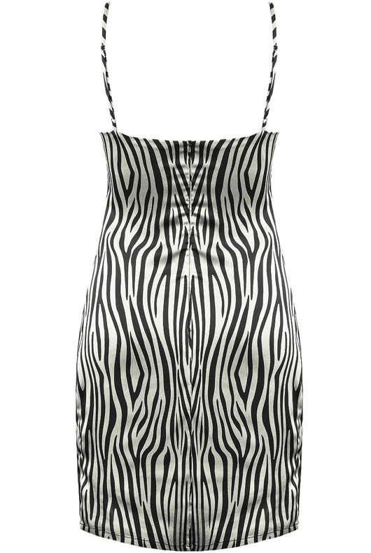Black Satin Zebra Cami Dress