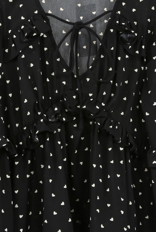 Black Heart Print Blouse